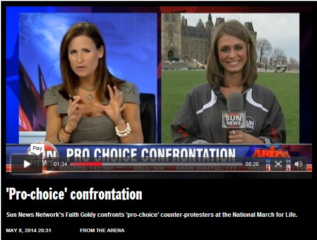 Click to view video of Faith Goldy, Sun News Media coverage of March for Life 2014